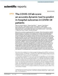 The COVID-19 Lab Score Is Performed, Ranging from 0 to 30 Points