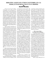 DEBATING AGENT of ACTION COUNTERPLANS (I): MORGAN POWERS & EXECUTIVE ORDERS by David M