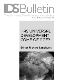 Has Universal Development Come of Age?