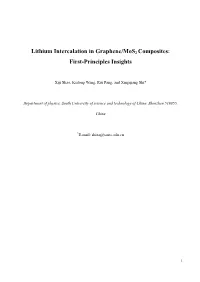 Lithium Intercalation in Graphene/Mos2 Composites: First-Principles Insights