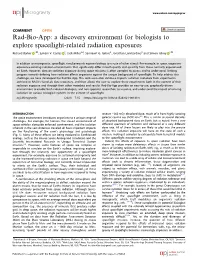 Rad-Bio-App: a Discovery Environment for Biologists to Explore Spaceﬂight-Related Radiation Exposures ✉ ✉ Richard Barker 1 , Sylvain V