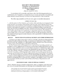 SECURITY PROCEDURES Committee on Armed Services U.S