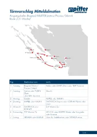Törnvorschlag Mitteldalmatien Ausgangshafen Biograd/MURTER Jezera/Pirovac/Sibenik Route 2 (1 Woche)