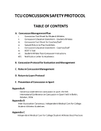 Tcu Concussion Safety Protocol