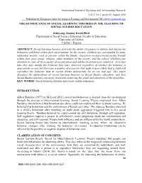The Significance of Social Learning Theories in the Teaching of Social Studies Education