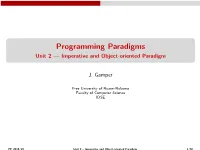Unit 2 — Imperative and Object-Oriented Paradigm