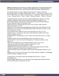 1 SARS-Cov-2 Wastewater Surveillance for Public Health Action