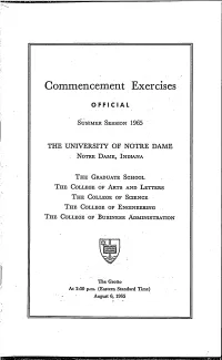 1965-08-06 University of Notre Dame Commencement Program