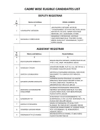 Cadre Wise Eligible Candidates List