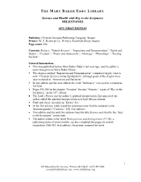 Science and Health with Key to the Scriptures MILESTONES