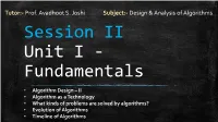 Session II – Unit I – Fundamentals