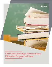 Starting a Postsecondary Education Program in Prison
