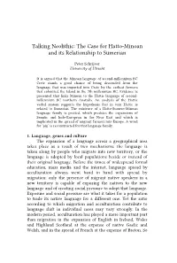 Talking Neolithic: the Case for Hatto-Minoan and Its Relationship to Sumerian