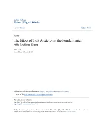 The Effect of Trait Anxiety on the Fundamental Attribution Error" (2013)