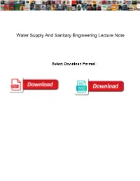 Water Supply and Sanitary Engineering Lecture Note