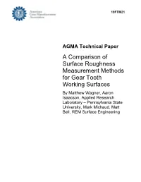 A Comparison of Surface Roughness Measurement Methods for Gear