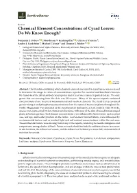 Chemical Element Concentrations of Cycad Leaves: Do We Know Enough?