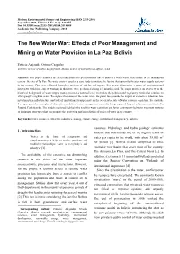 Effects of Poor Management and Mining on Water Provision in La Paz, Bolivia