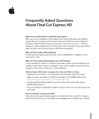 Final Cut Express HD: Frequently Asked Questions