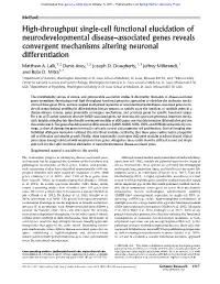 High-Throughput Single-Cell Functional Elucidation of Neurodevelopmental Disease–Associated Genes Reveals Convergent Mechanisms Altering Neuronal Differentiation