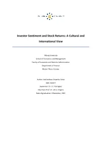 Investor Sentiment and Stock Returns: a Cultural And