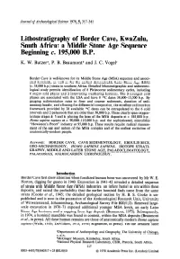 Lithostratigraphy of Border Cave, Kwazulu, South Africa: a Middle Stone Age Sequence Beginning C