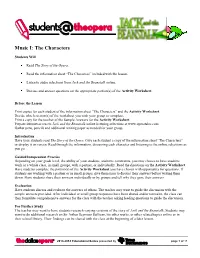 Music I: the Characters