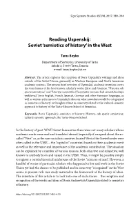 Reading Uspenskij: Soviet 'Semiotics of History'
