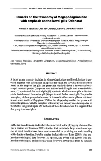 Remarks on the Taxonomy of Megapodagrionidae with Emphasis on the Larval Gills (Odonata)