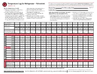 Temperature Log for Refrigerator -- Fahrenheit