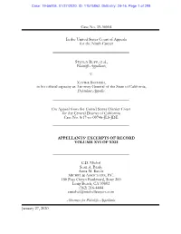 Appellants' Excerpts of Record Volume XVI of XXII