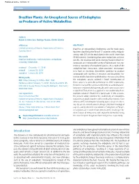 Brazilian Plants: an Unexplored Source of Endophytes As Producers of Active Metabolites