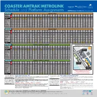 COASTER|AMTRAK|METROLINK Schedule and Platform Assignments