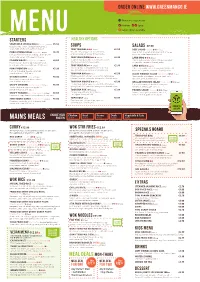 MENU Vegan Option Available STARTERS Healthy Options