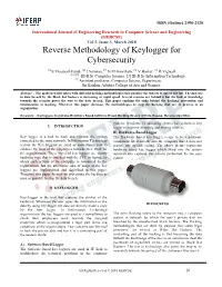 Reverse Methodology of Keylogger for Cybersecurity