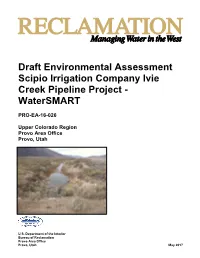 Scipio Irrigation Company Ivie Creek Pipeline Project - Watersmart