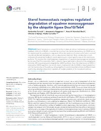 Sterol Homeostasis Requires Regulated Degradation of Squalene