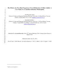 The Effects of a Free Bus Program on Travel Behaviour of Older Adults