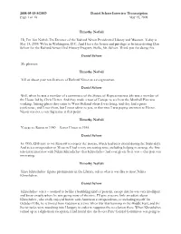 Daniel Schorr Interview Transcription Page 1 of 18 May 15, 2008