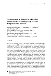Determination of Thermal Stratification and Its Effects on Water Quality in Dams Using Analytical Methods
