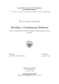 Devops E Continuous Delivery Release-Automation Di Software Mediante Implementazione Di Una Pipeline
