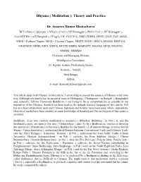 Dhyana ( Meditation ): Theory and Practice