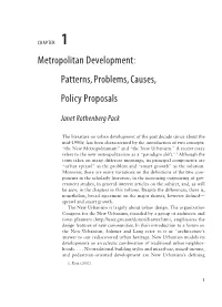 Metropolitan Development: Patterns,Problems,Causes, Policy Proposals