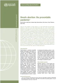 Unsafe Abortion: the Preventable Pandemic*