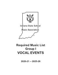 Vocal Group I Required Lists 2020-21