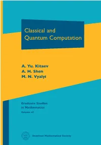 Classical and Quantum Computation