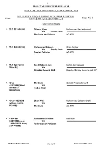 Daily List for Wednesday, 05 December, 2018 Motion