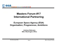 ESA) Organisation, Programmes, Ambitions