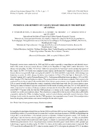 Incidence and Severity of Cassava Mosaic Disease in the Republic of Congo