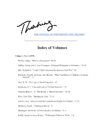 Index of Thinking Volumes